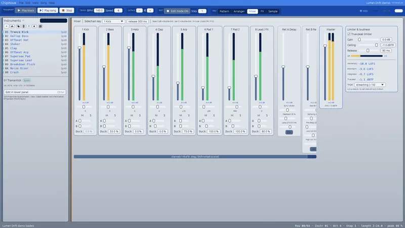 The mixer in the Amiga theme.